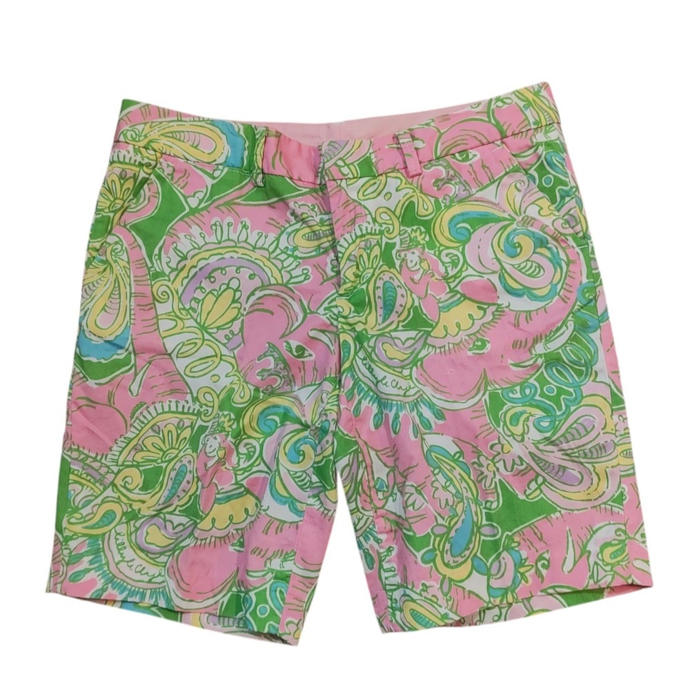 Lilly Pulitzer Avenue Shorts Pink Green Tropical Print Cruise Vacation Travel 4